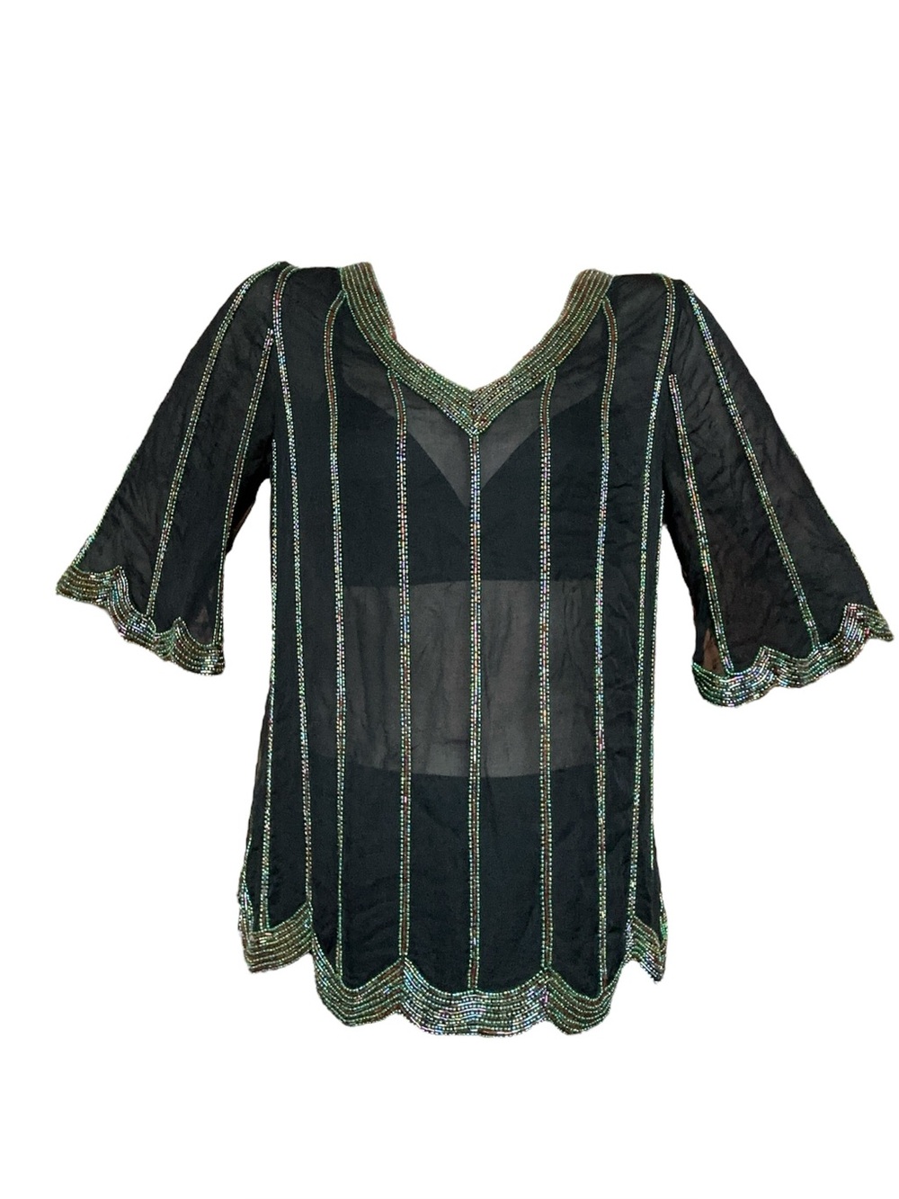 Silk Hand-beaded Vintage Blouse